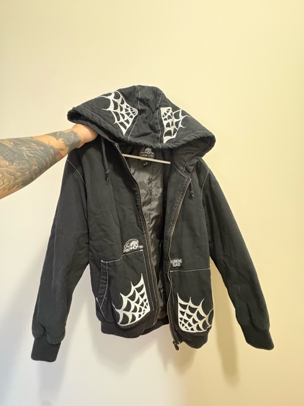 Black Spiderweb Hooded Jacket - Lurking Class